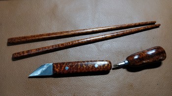 DIY 篇十四：最美不过蛇纹木-蛇纹木三件套（裁皮刀，螺丝刀，筷子）