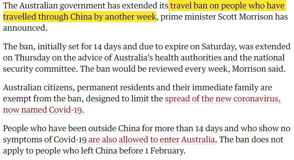 签证快讯：澳大利亚对中国禁令继续延长一周！