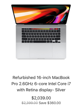 最高直降420美元：16 英寸 MacBook Pro 官翻版上线