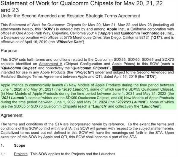 骁龙 X55 打头阵：协议显示苹果将在未来四年采购高通 5G 基带