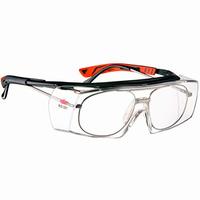 NoCry眼镜*眼镜-配有透明防刮伤伤伤护目镜，可调节护臂，侧面护盾，UV400保护，ANSIZ87和OSHA认证，黑色和红色镜框