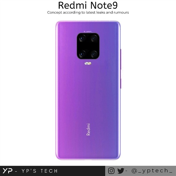 Redmi 红米Note9系列新机3月12日将在印度发布，浴霸四摄设计 渲染图已曝光