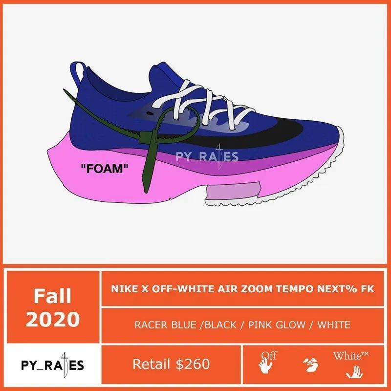 不仅是跑鞋皇者，Air Zoom Tempo NEXT% 即将推出OW联名款，售价260刀