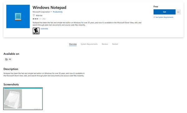 登陆微软应用商店 Windows 10 记事本换新图标 办公软件 什么值得买