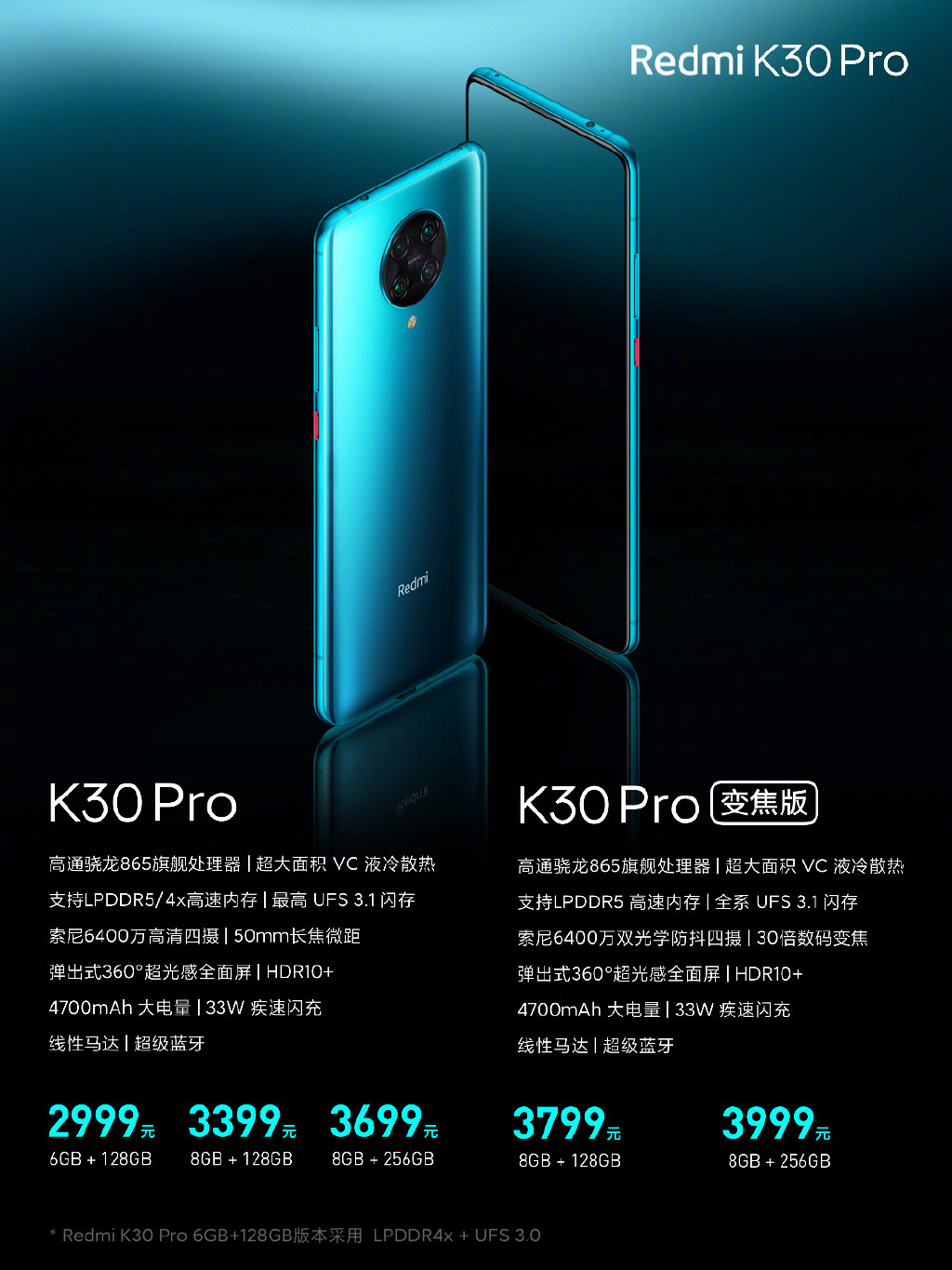 骁龙865旗舰重回2999元！Redmi 红米K30 Pro 5G手机正式发布，标准/变焦双版本 还是那个性价比屠夫