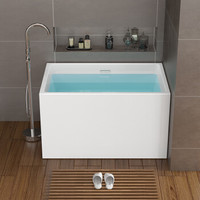 欧凯伦（OKALEN）独立式浴缸成人亚克力日式方形小浴盆0.9米-1.6米无座白色空缸约1.39m