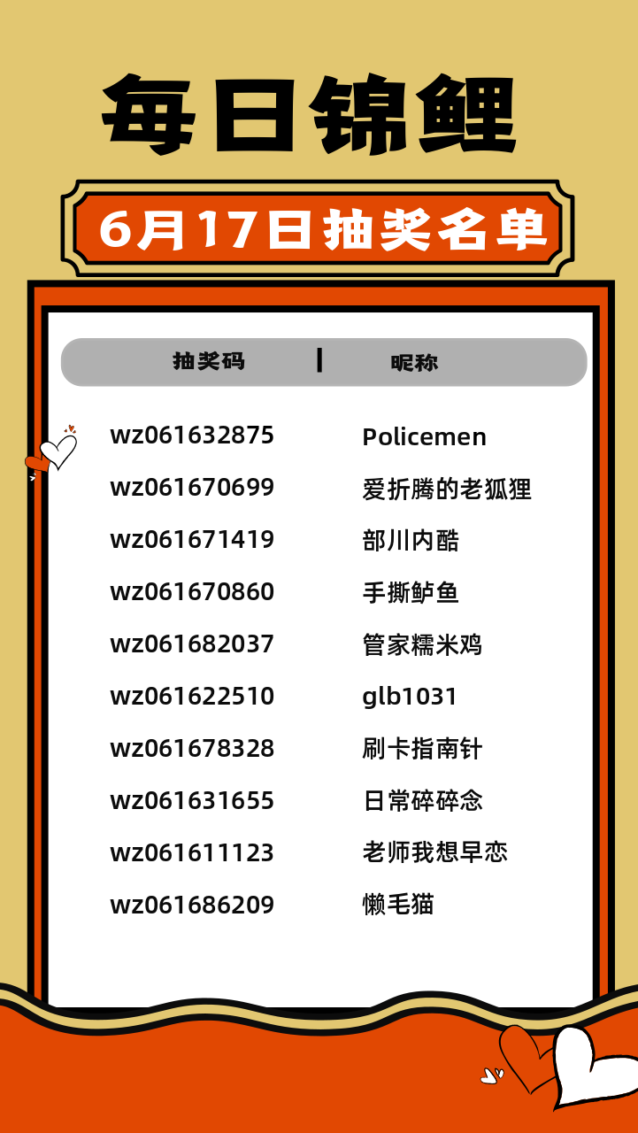 超级锦鲤： 6月1日 - 6月18日每天抽奖获奖名单（每日持续更新）&清空购物车大奖锦鲤公示