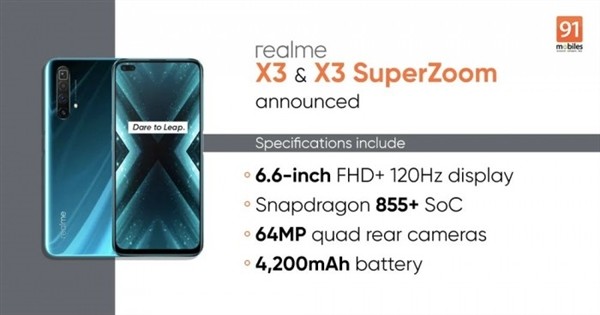 骁龙855+120Hz高刷屏：realme X3和X3 SuperZoom正式发布