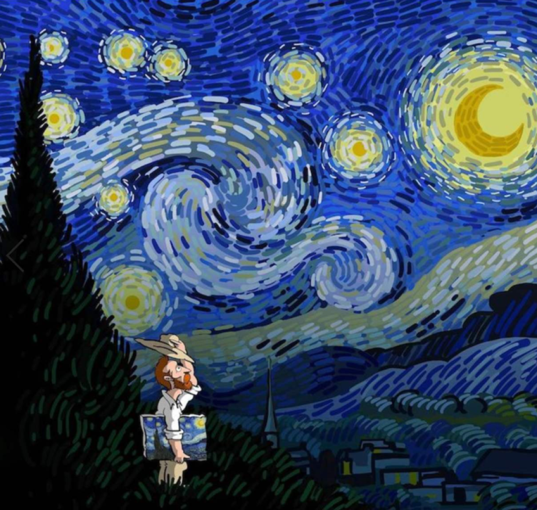 天真又孤独 竟然还有点萌 伊朗艺术家画出来的不一样的梵高 油画丙烯 什么值得买
