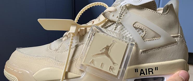 OFF-WHITE × Air Jordan 4 “Sail” 开箱_篮球鞋_什么值得买