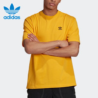 阿迪达斯三叶草短袖男装2020夏季新款黄色半袖运动T恤体恤GE0824