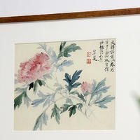 古典花卉国画《扶桑图》装饰画挂画 茶褐色 59×48cm