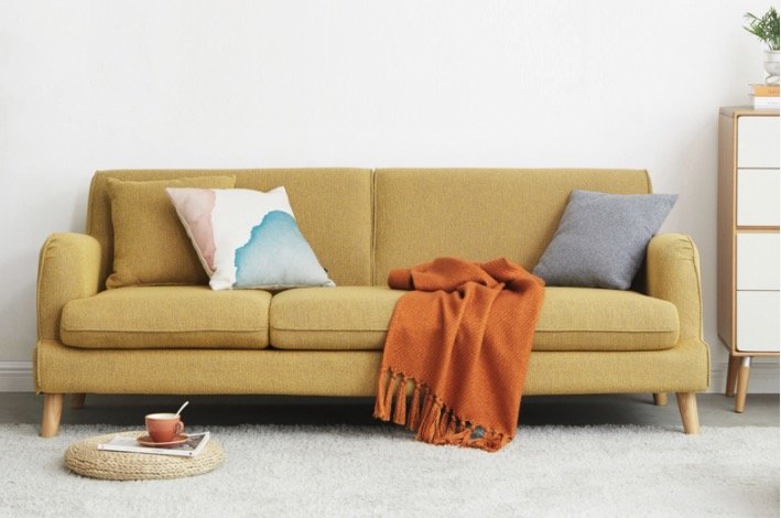 维莎新品简约现代布艺沙发：三种配色，为客厅增加一抹元气～