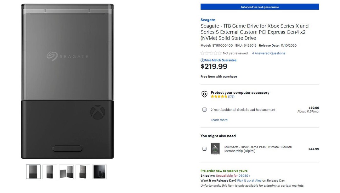 希捷专为Xbox开发的小型SSD现已预售