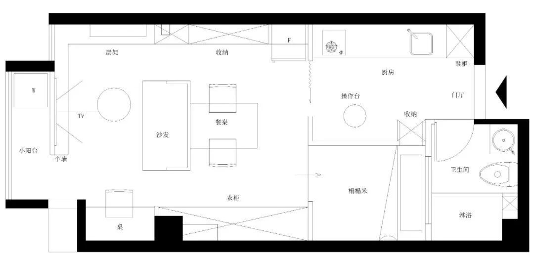 30㎡单身IT男青年的家，用餐、会客、游戏、办公一个不少，简约实用。