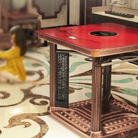 钢化玻璃桌志高（CHIGO）电暖桌取暖桌子家用烤火炉智能正方形茶几八面