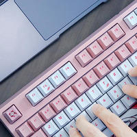 ikbc白无垢樱花定制版机械键盘体验：樱桃红轴手感，PBT无损颜值