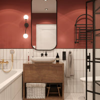 电影质感的复古红浴室，智能马桶让幸福升级！