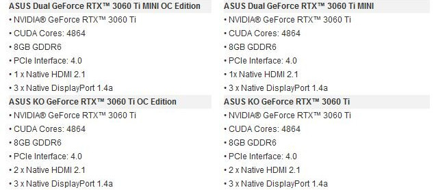 华硕发布RTX 3060 Ti KO和Mini四款新卡，双风扇小钢炮、mini版不足20cm长