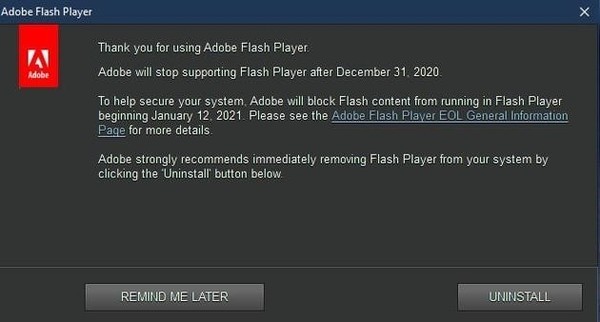 Windows10将永久删除FlashPlayer：Adobe确定明年1月12日对其终结