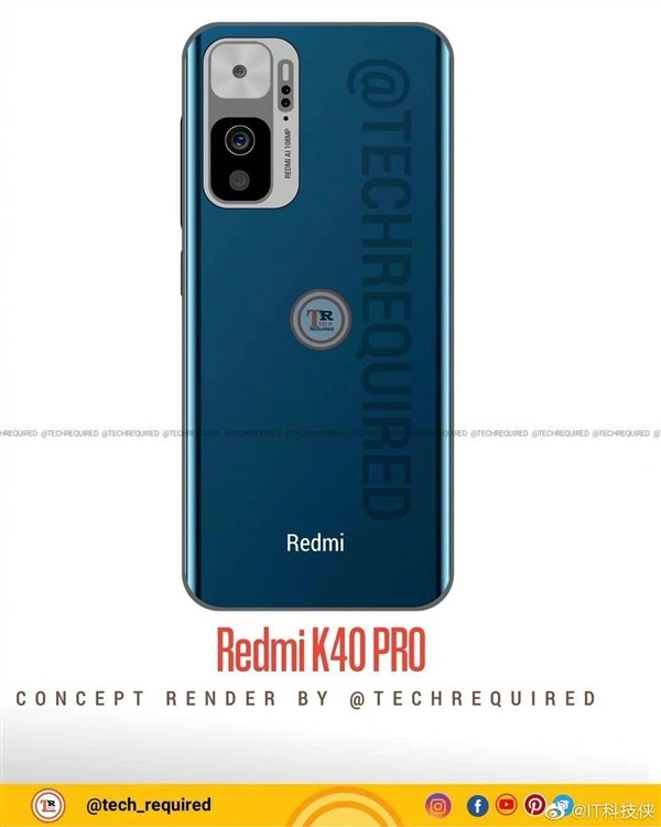 Redmi K40 Pro渲染图和疑似真机照来了，后置矩形四摄，大概率搭骁龙888