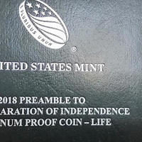 美国造币局鹰洋币之2018年 “独立宣言” 精制铂金纪念币---序言：生命