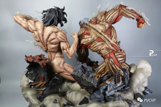 进击的巨人正版雕像开箱来感受一下巨人对战的强势压迫力吧