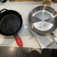 新购置宜家森苏尔不锈钢煎锅简单粗暴比照家里用着lodge铸铁煎锅