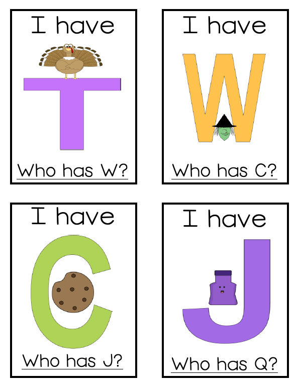 【打印素材】 I Have, Who Has? Alphabet Game