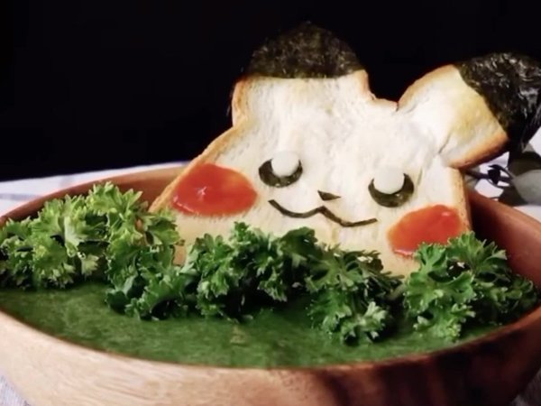 香萌可口的皮卡丘吐司早餐面包！