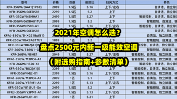 2021年空调怎么选？盘点2500元内新一级能效空调（附选购指南+参数清单）