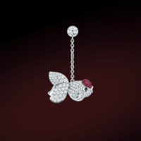 Qeelin|QinQin-18K 白金钻石及红宝石耳环