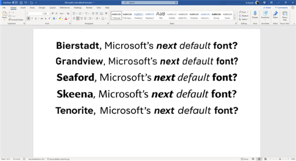 微软宣布Office全新默认字体：设计师直呼惊讶