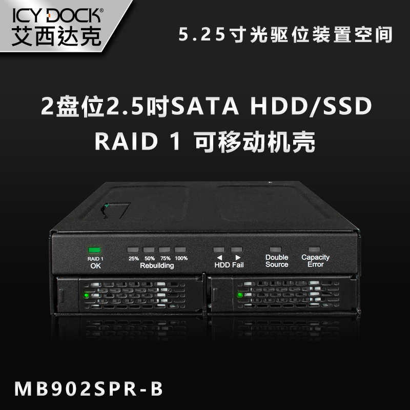 做工精致，一用一备、ICY DOCK两盘位SATA磁盘阵列内置RAID可抽取硬盘盒 评测