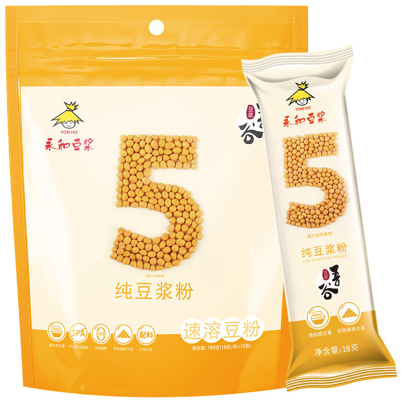 ​永和豆浆 谷物早餐 即食纯豆浆粉180g （18g*10袋）