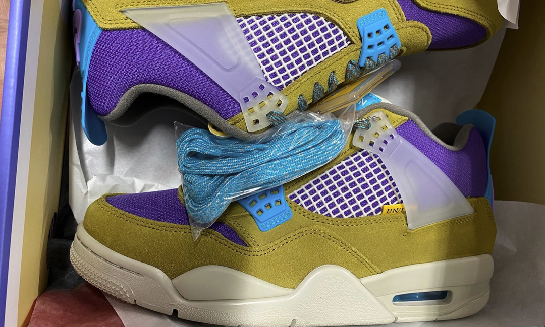 沙漠黄配色！实物图曝光！Union x Air Jordan 4 “Desert Moss” 鞋款预计夏季发售