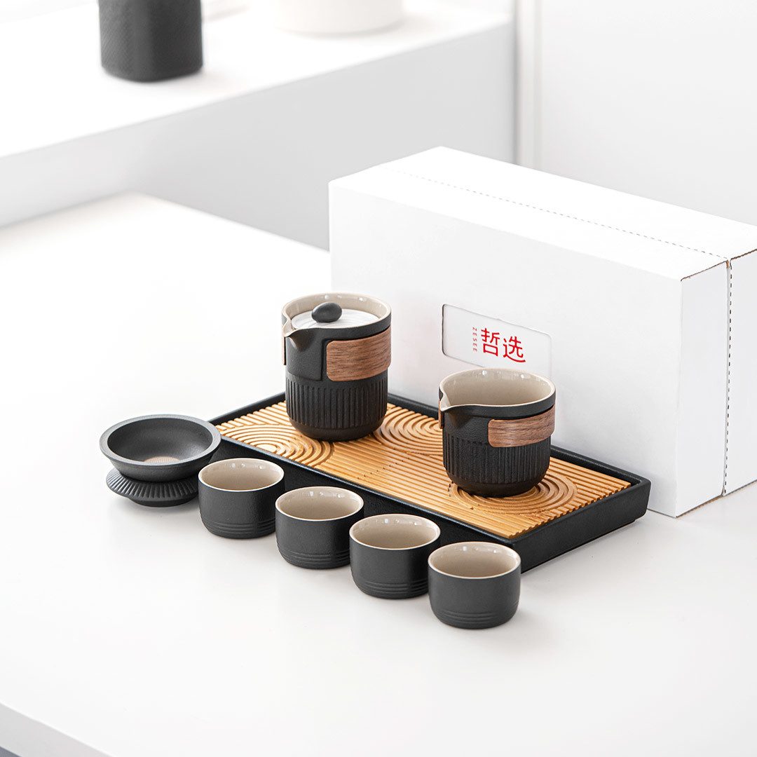 源自日本枯山水文化，方寸之间的禅意美学：哲选山水之间茶具套装