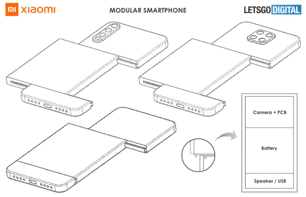 小米模块化手机专利：重要部件模块化，摄像头、电池轻松更换