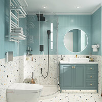 浴室灵感|蓝绿色北欧风卫生间|暗装花洒