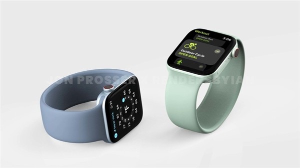 Apple Watch Series 7渲染图出炉：边框直角设计、多彩配色