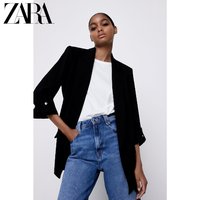 ZARA夏季新款女装可卷袖休闲西装外套02124470800