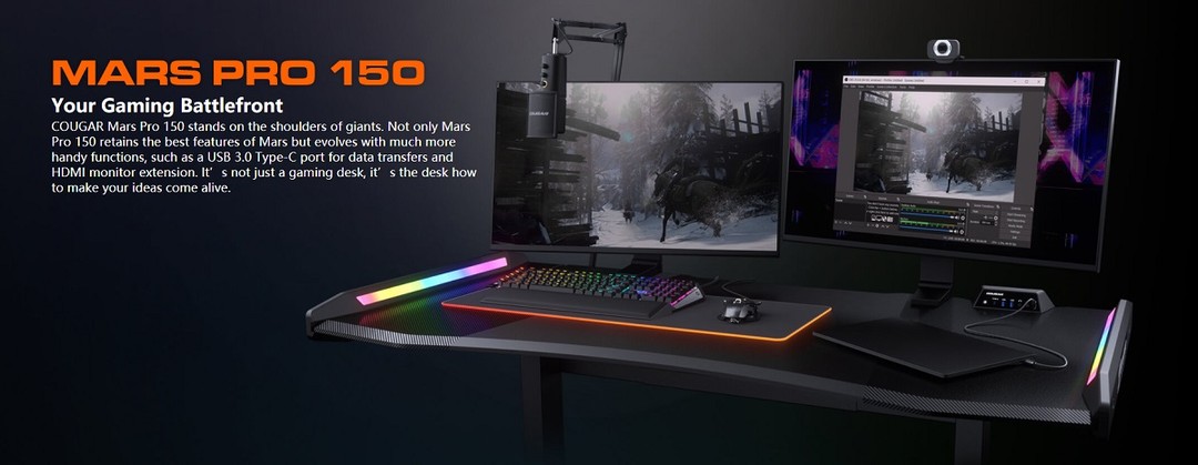 骨伽推出Mars Pro 150游戏桌：配备USB-C接口、ARGB灯效
