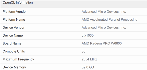 AMD Radeon Pro W6800专业卡现身：首次配备32GB显存
