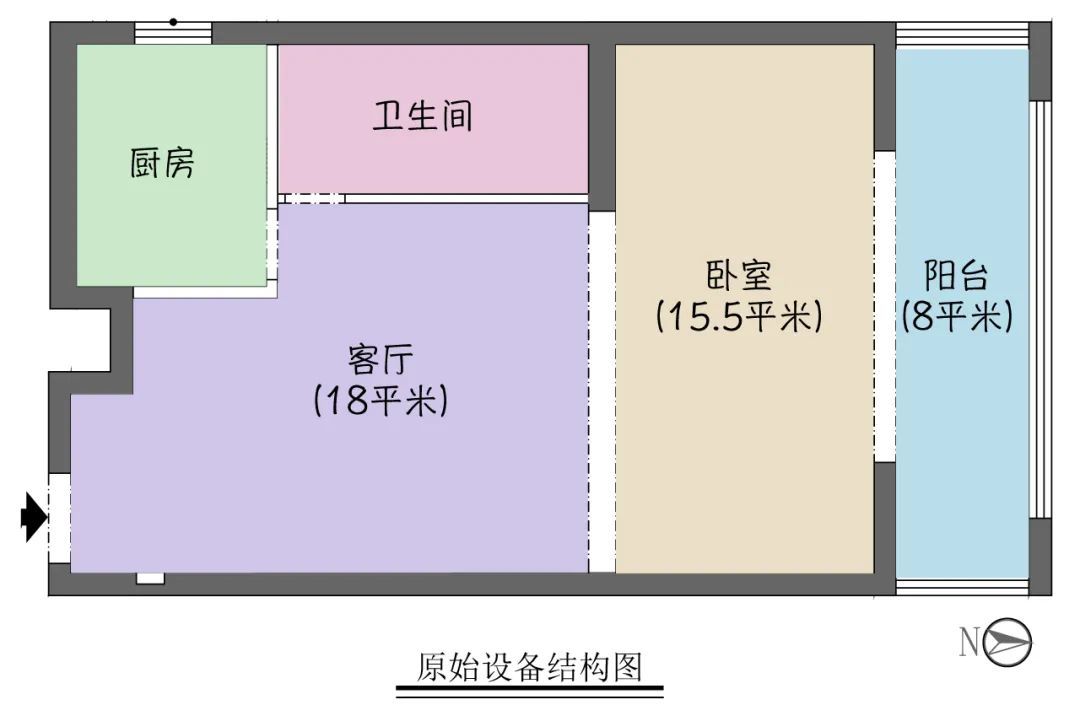 56平米一居改两居，客厅还变得更加开阔了！