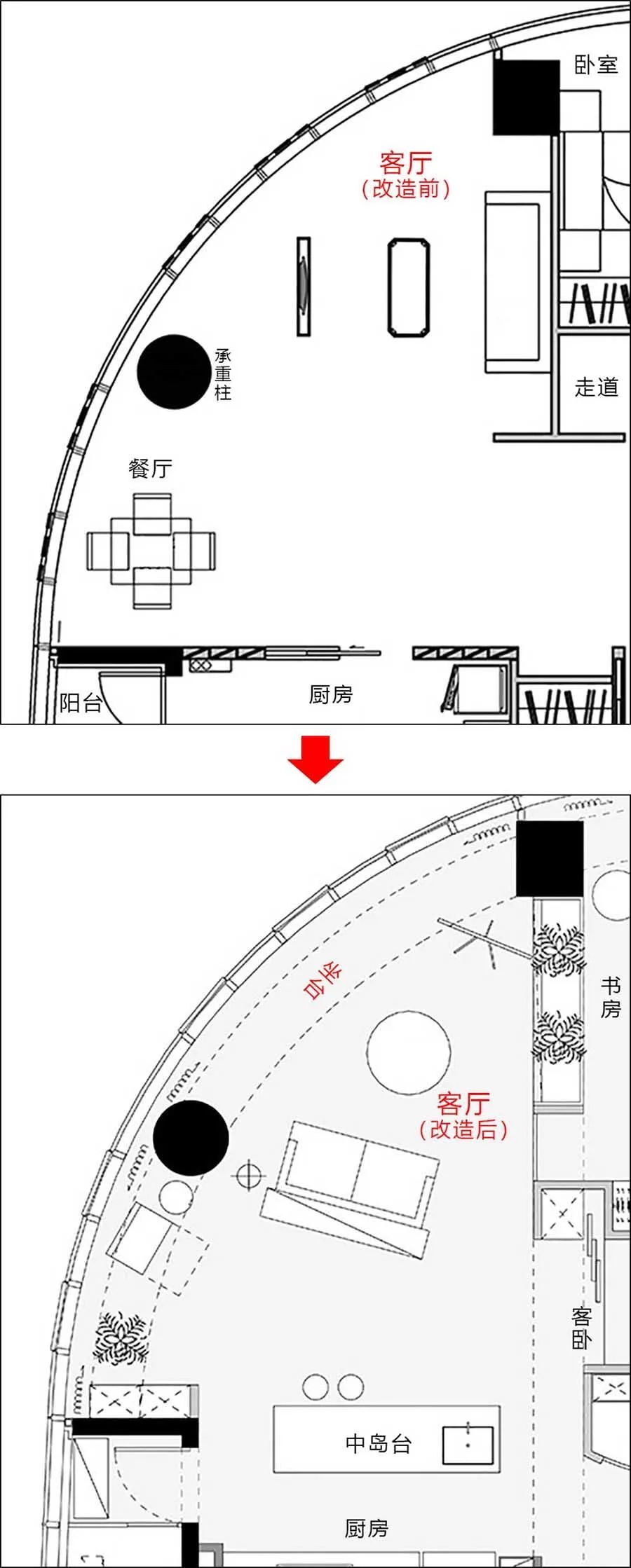 戶型改造∣90後男屋主大拆110㎡扇形屋坐擁北京最美天際線熱鬧三里屯