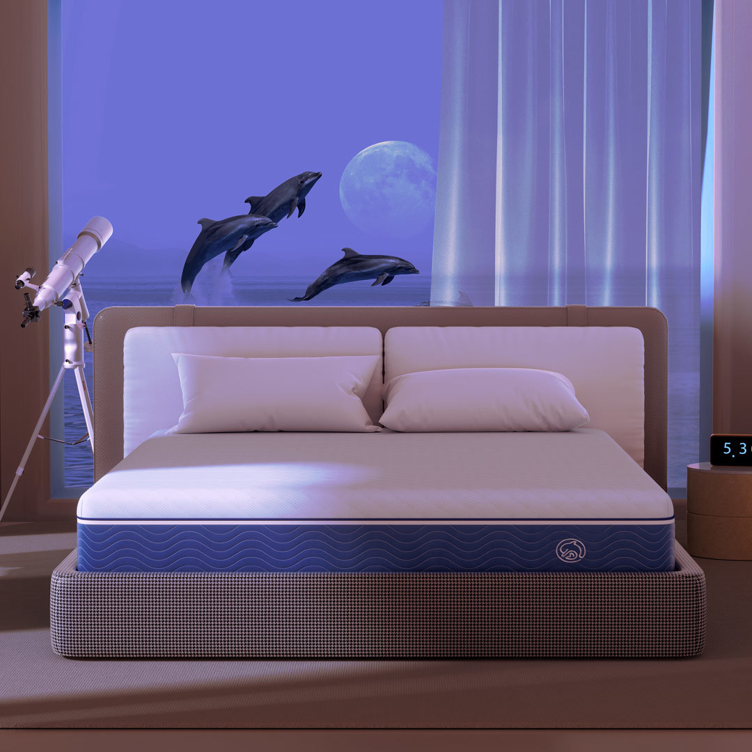 8H海豚减压弹簧护腰床垫，双线弹簧设计，精准贴合不同睡姿