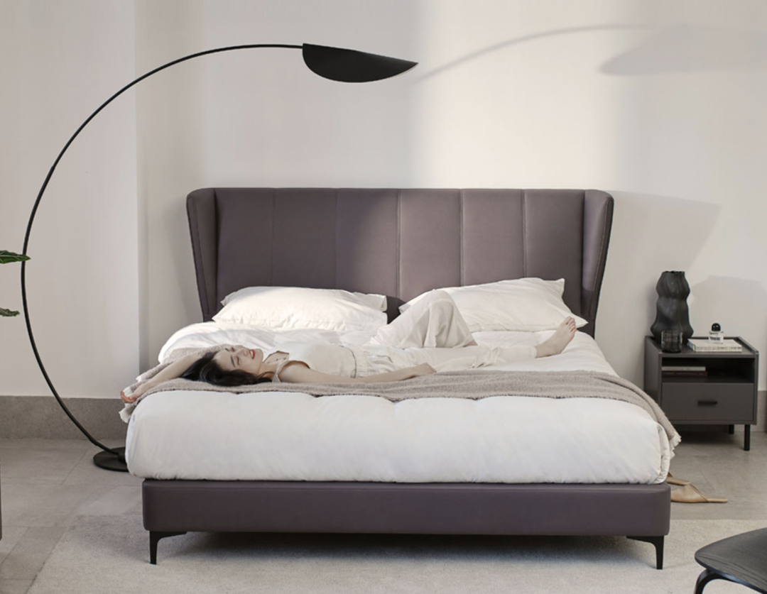 小米有品样子生活科技布双人床——琴键立体床屏，仿人体怀抱设计