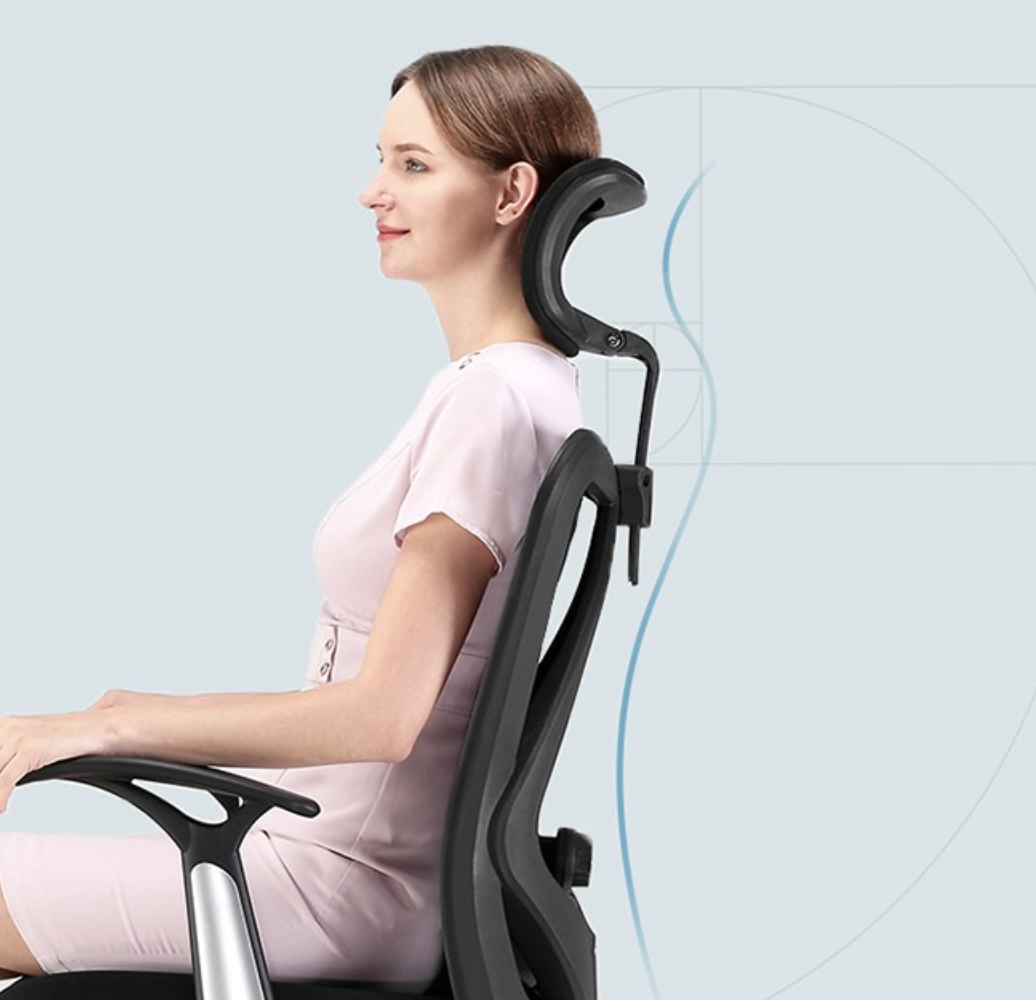 西昊可调节腰枕人体工学椅，8.5CM厚座垫，透气亲肤网布，静音防滑椅轮