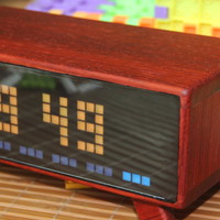  ESP8266+2812做AWTRIX像素时钟和天猫精灵合体,做个漂亮的全彩电子钟实木智能音箱