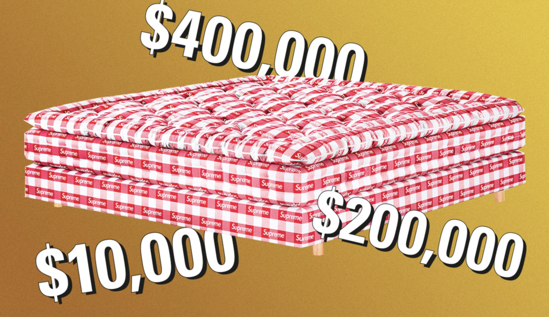 万物皆可Supreme，印满LOGO的联名款弹簧床垫来了，售价7万人民币起！